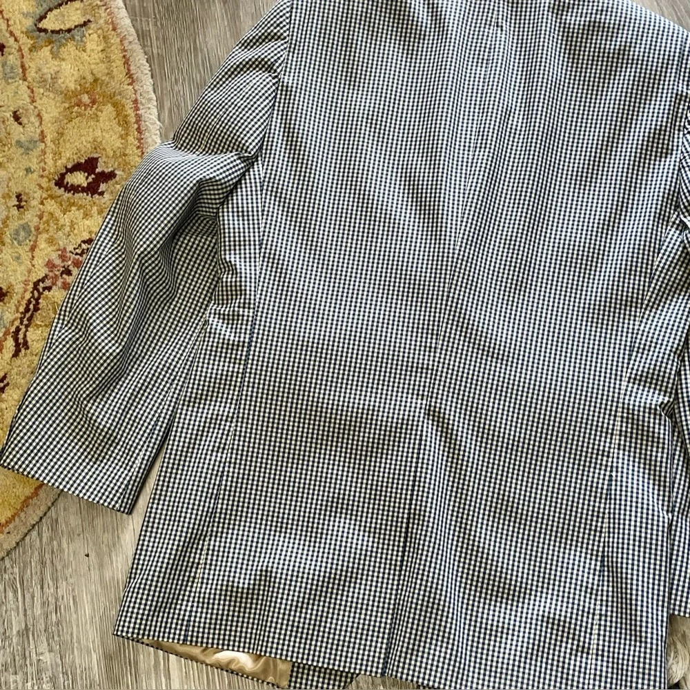 Orivs Classic Blue and Tan Gingham Three-Button Sport Coat Blazer Size 38R - Picture 14 of 16